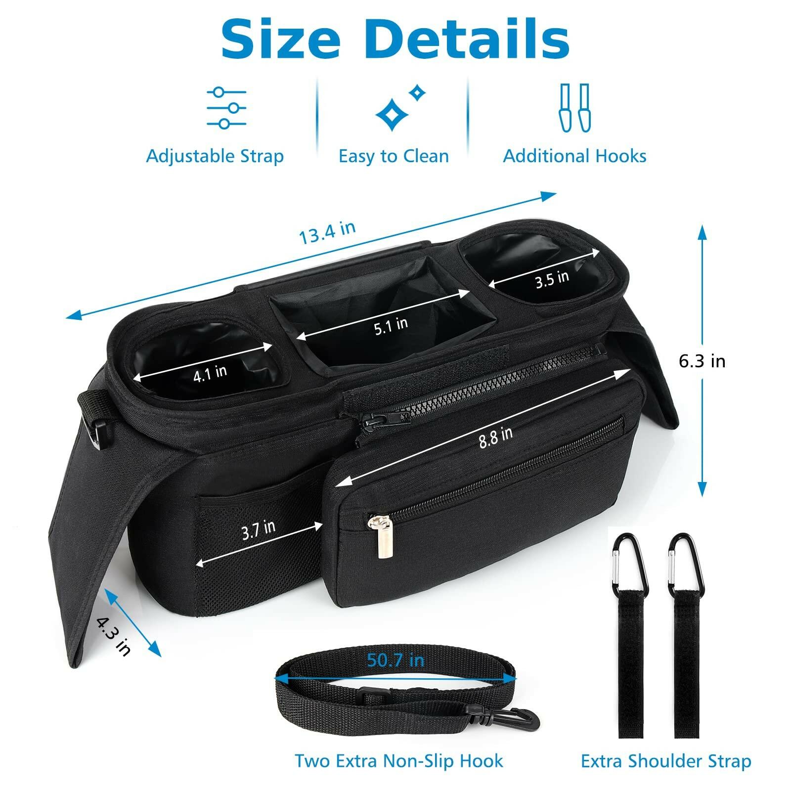 Accmor Universal Stroller Organizer with Insulated Cup Holder Detachable Phone
