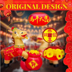 6FT Inflatable Chinese Horse with Red Outfit and Gold Coins, 2026 Year of The
