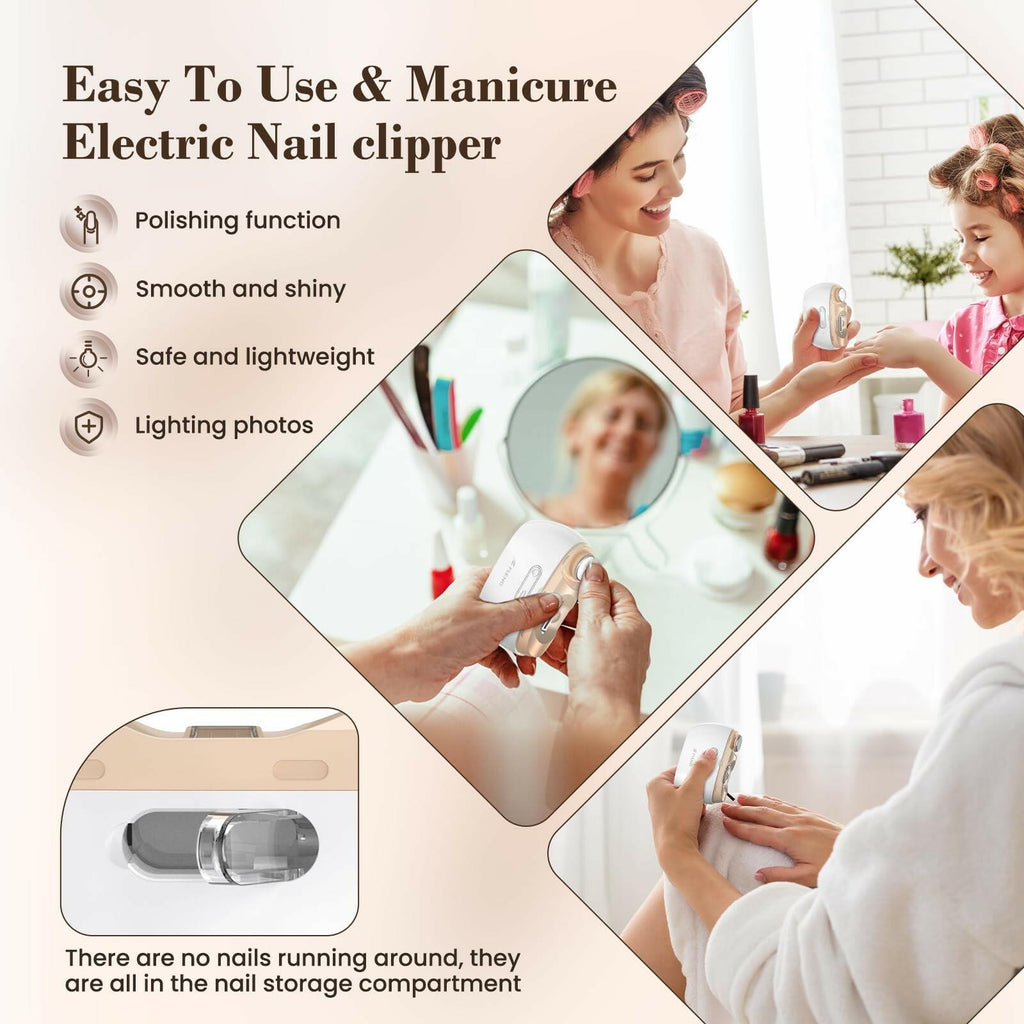 Electric Nail Clipper,2-in-1 Automatic Nail Clipper,Electric Nail Grinder,40DB