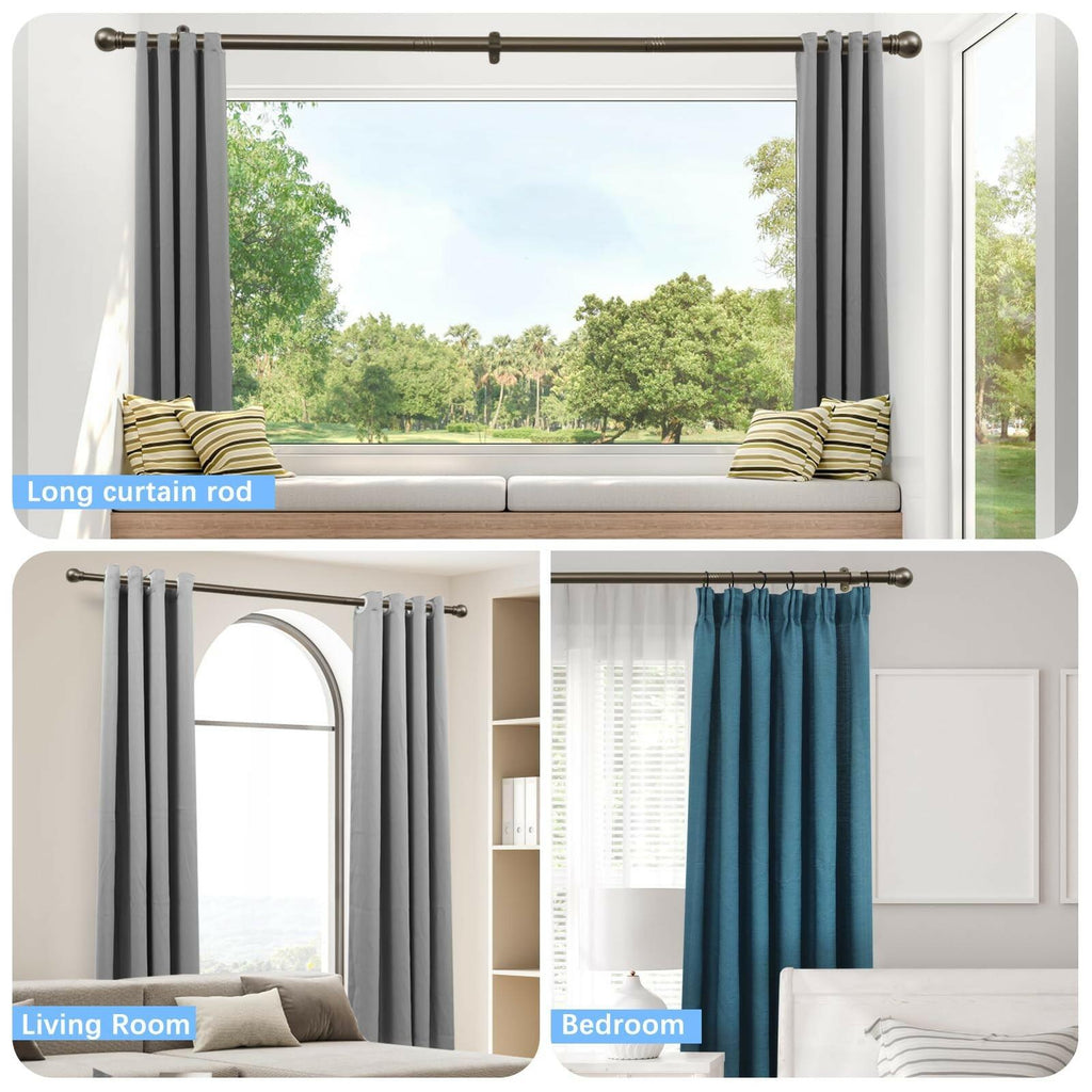 AMZSEVEN Curtain Rods for Windows 16 to 150 Inches, Curtain Rod Max Adjustable