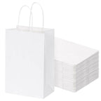 OUTUXED 60pcs 5.25x3.2x8in White Paper Bags with Handles, Small White Gift Bags