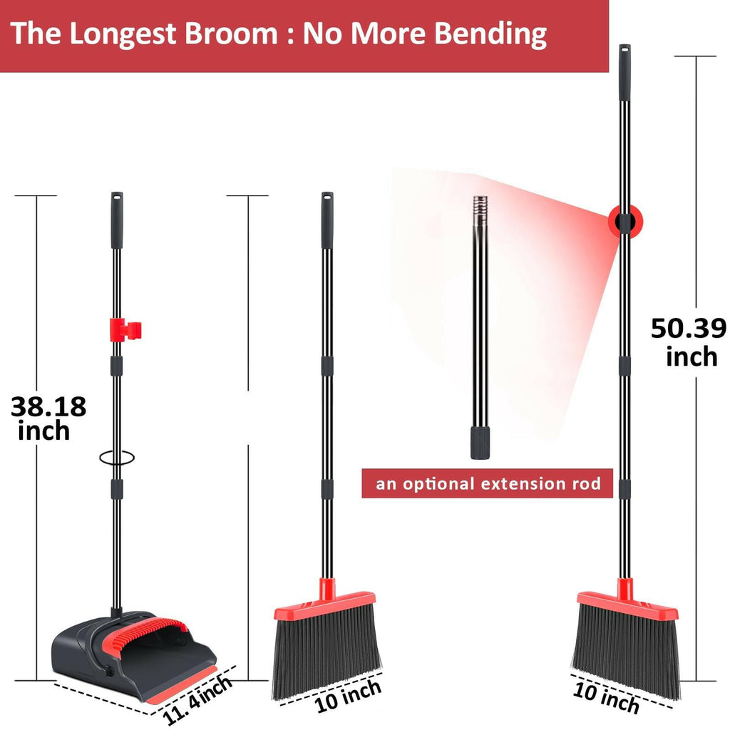 kelamayi Upgrade Broom and Dustpan Set Broom with Dustpan Combo Set, Large Size