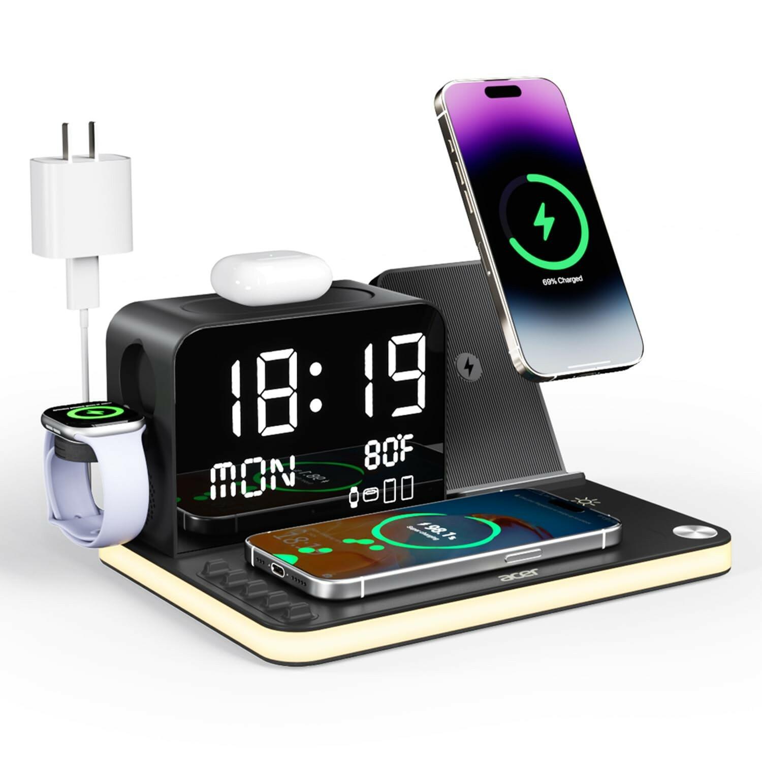 acer 7-in-1 Wireless Charging Station: Charger Stand for Multiple Devices for