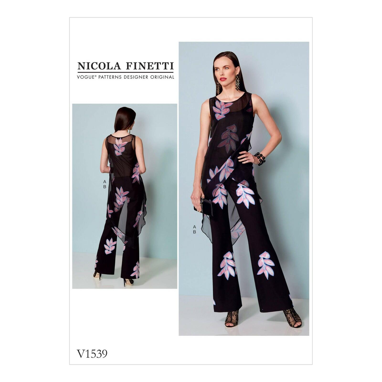 Vogue Patterns V1539 Misses' Banded, Asymmetrical-Hem Tunic and Flared-Leg