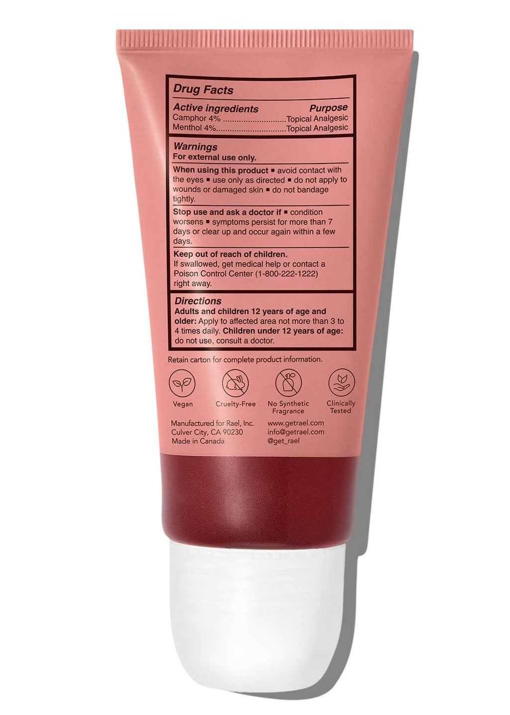 OPEN BOX - Rael Pain Relief Cream Roll-On – Fast-Absorbing Formula with Camphor,
