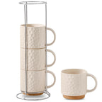 Set of 4 Nihow Ceramic Coffee Mug, 16OZ Stackable Coffee Mug Set with Stainless