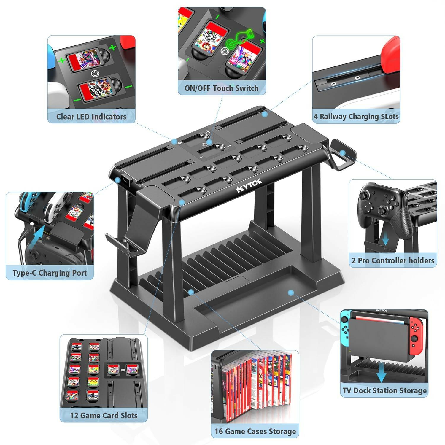Switch Organizer Station with Controller Charger, Charging Dock for Nintendo