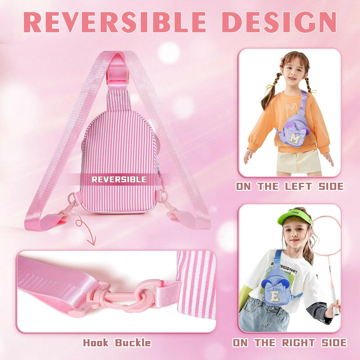 QLOVEA Little Girls Sling Bag, Small Belt Bags for Girl, Easter Gifts for Kids