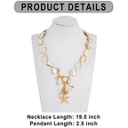 Firstmeet Natural Freshwater Shell Choker with Pearl Starfish Turquoise Pendant