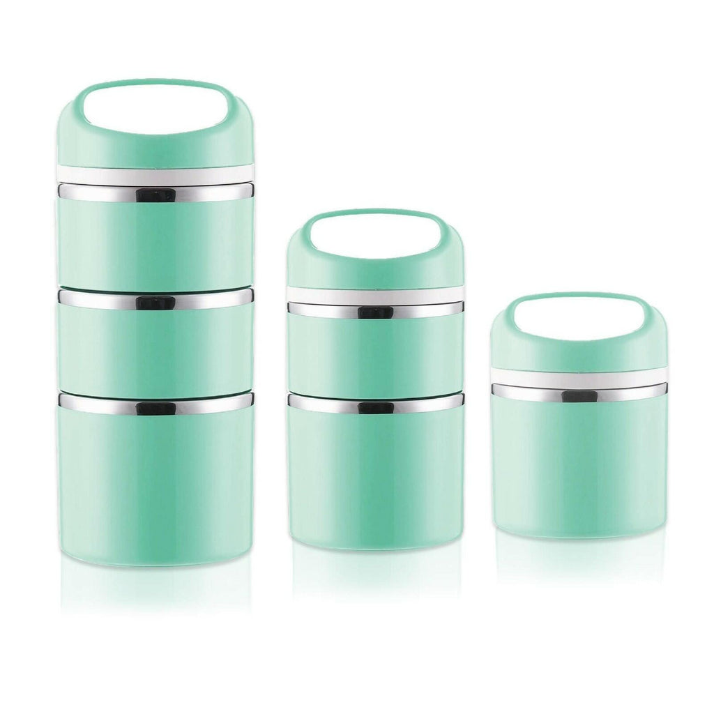 Lille Home Stackable Stainless Steel Thermal Compartment Lunch/Snack Box, 3-Tier