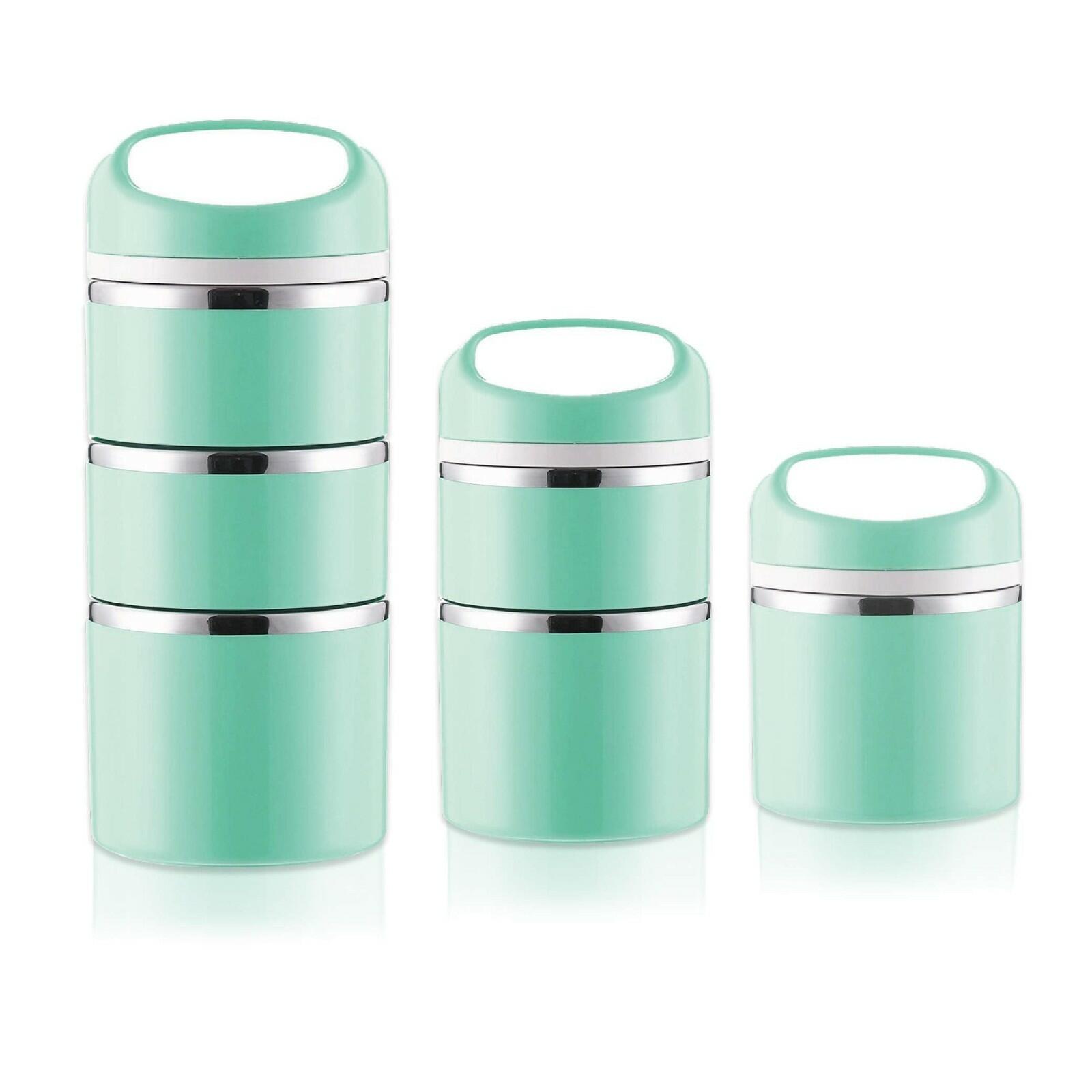 Lille Home Stackable Stainless Steel Thermal Compartment Lunch/Snack Box, 3-Tier