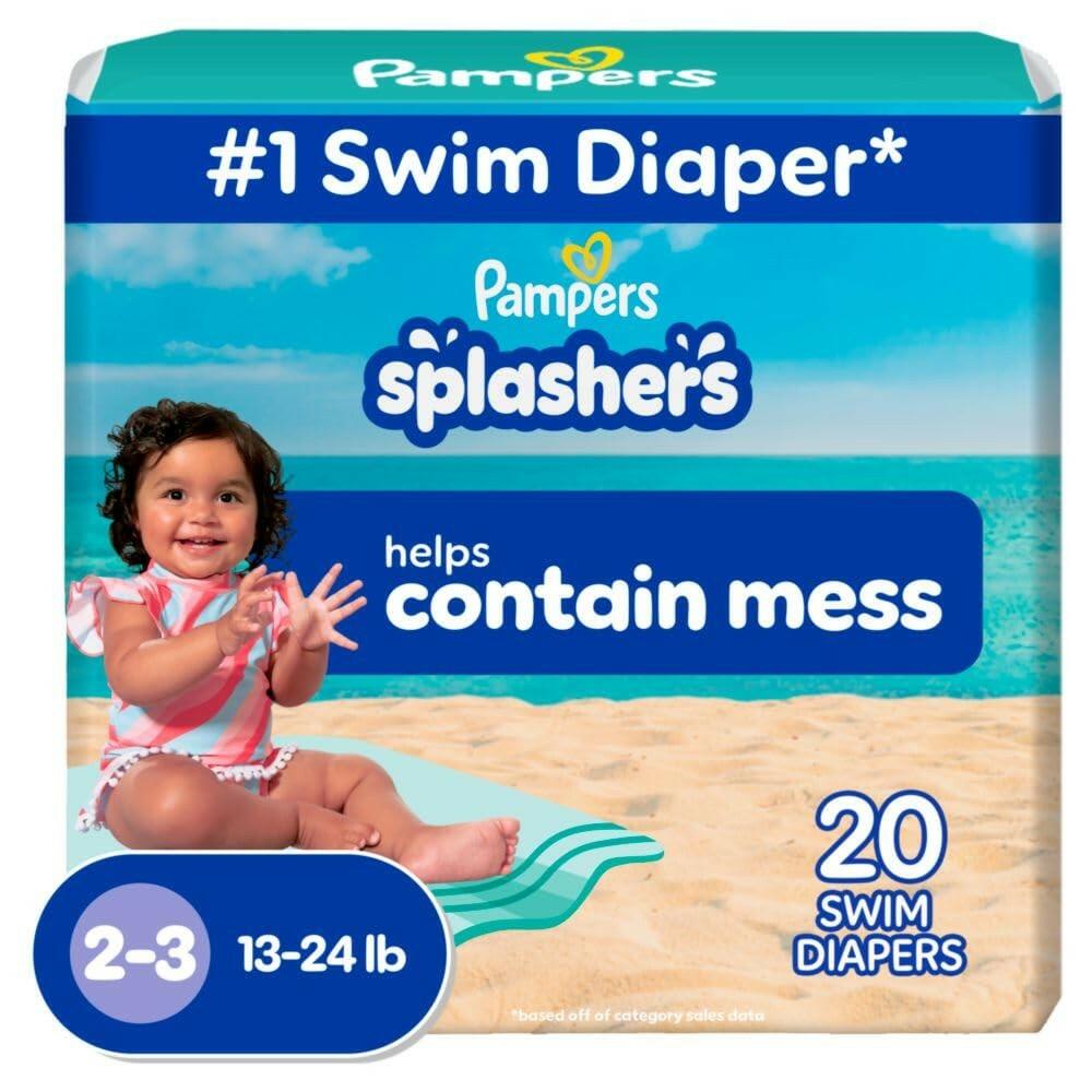 40 Count Pampers Swim Diapers - Splashers - Size 2-3, Gap-Free Disposable Baby