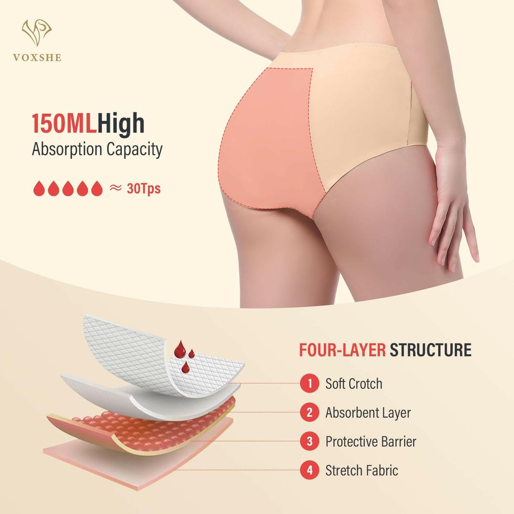 3 Pack Large VOXSHE Incontinence Underwear for Women Washable Leak Proof for