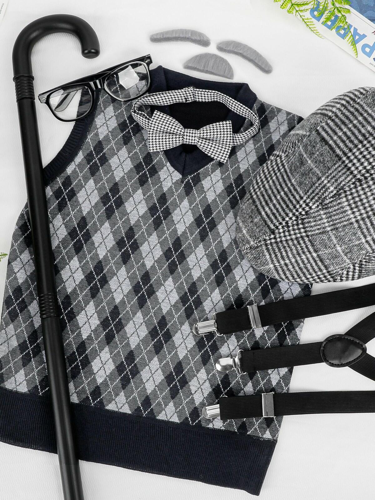Luces 100th Days of School Costume, Boys Old Man Costume Vest Hat Accessories,