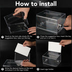 VOISEN Clear Donation Box with Lock,  6.2x4.6x3.9 Inch Ballot Box with Sign