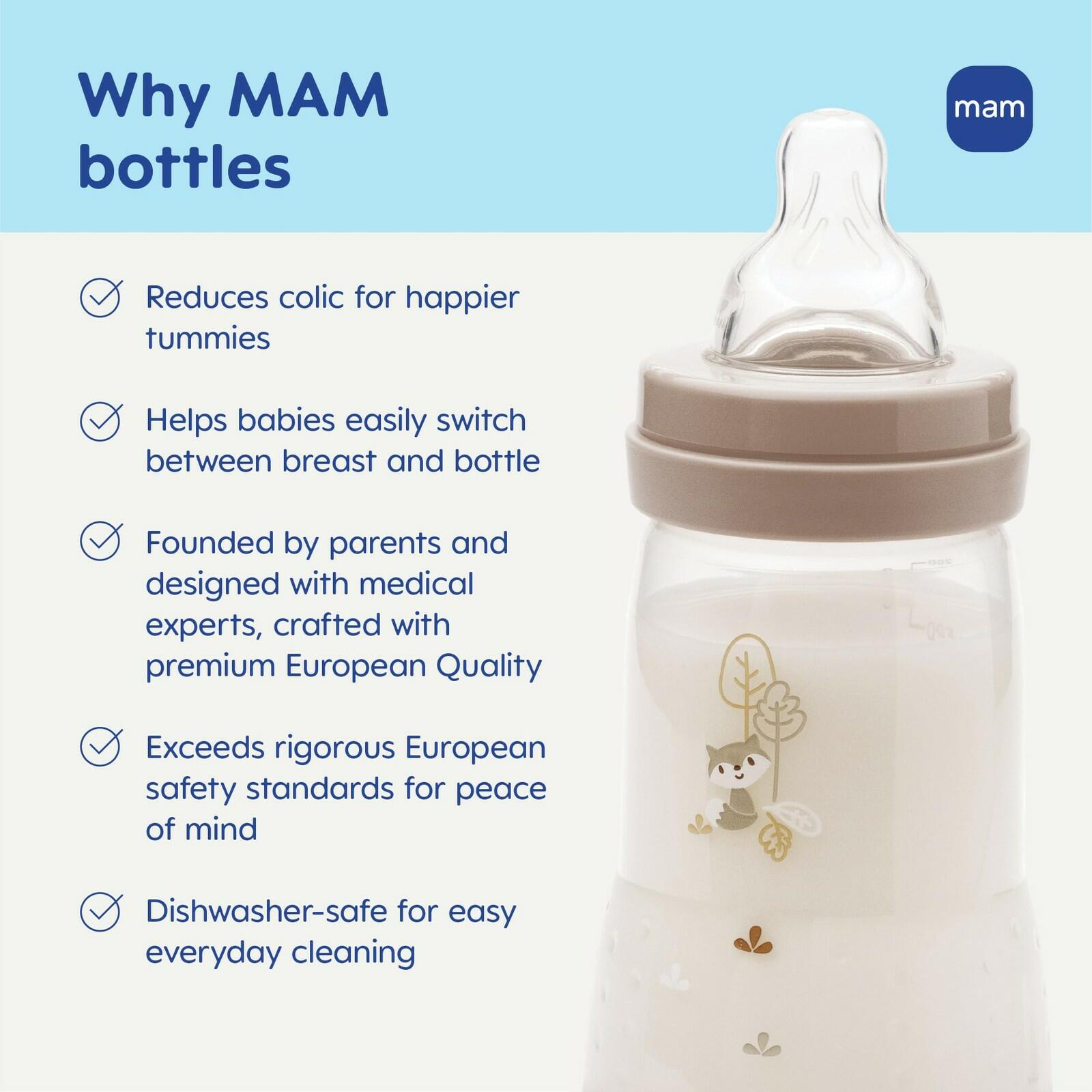 MAM 4.5oz Easy Start Anti-Colic Wide Neck Vented Baby Bottle, Extra Slow Flow