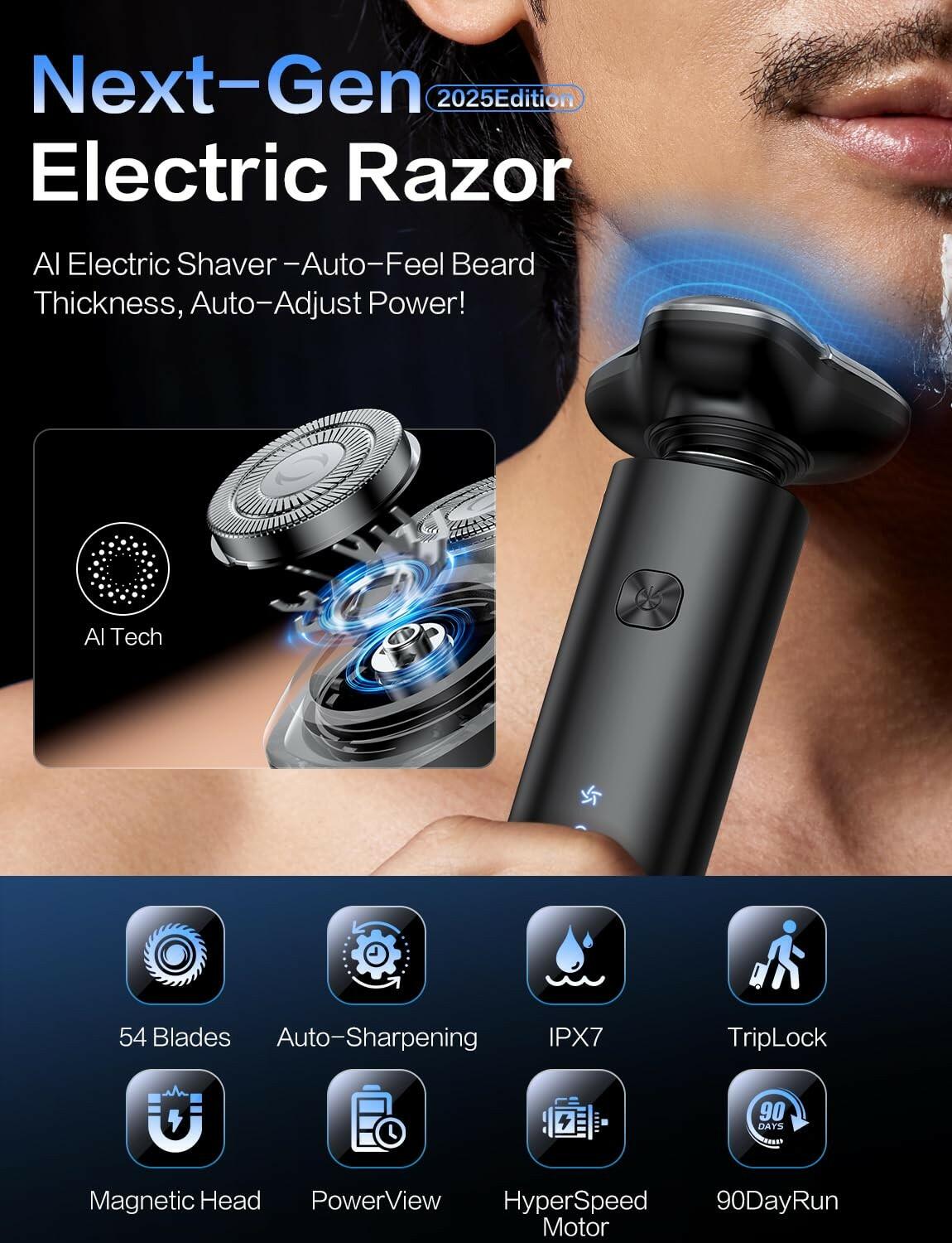 eboboin Electric Razor for Men, Men's Electric Shaver, 3-Blade Rotary Shaving