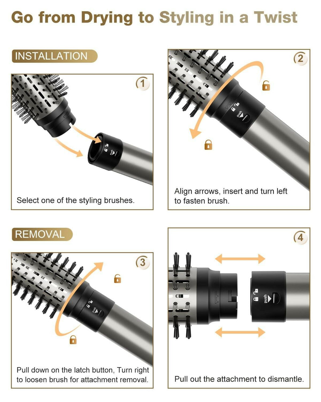 7MAGIC 6 in 1 Multi Hair Styler Dryer Brush, 110,000 RPM High-Speed, Negative