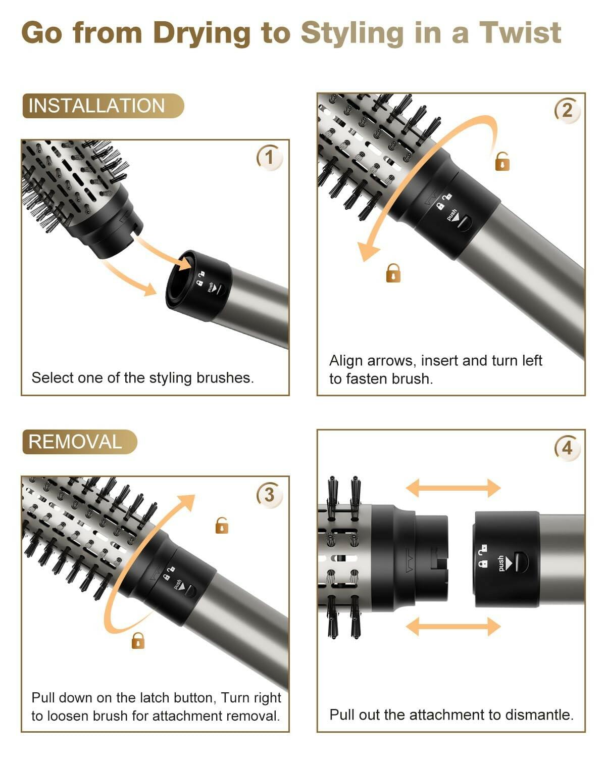 7MAGIC 6 in 1 Multi Hair Styler Dryer Brush, 110,000 RPM High-Speed, Negative