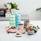 Lille Home Stackable Stainless Steel Thermal Compartment Lunch/Snack Box, 3-Tier