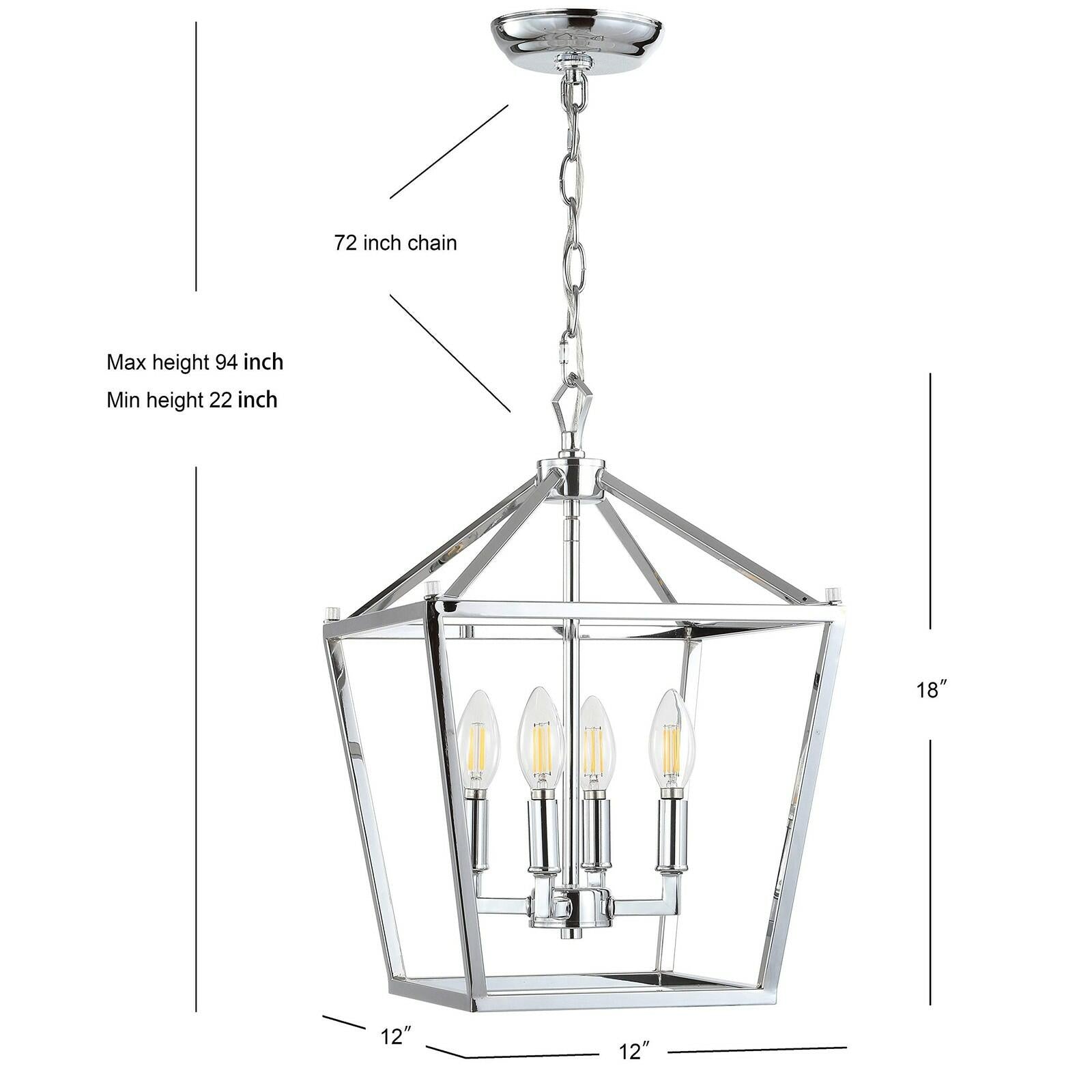 JONATHAN Y JYL7436C Pagoda Lantern Dimmable Adjustable Metal LED Pendant Classic