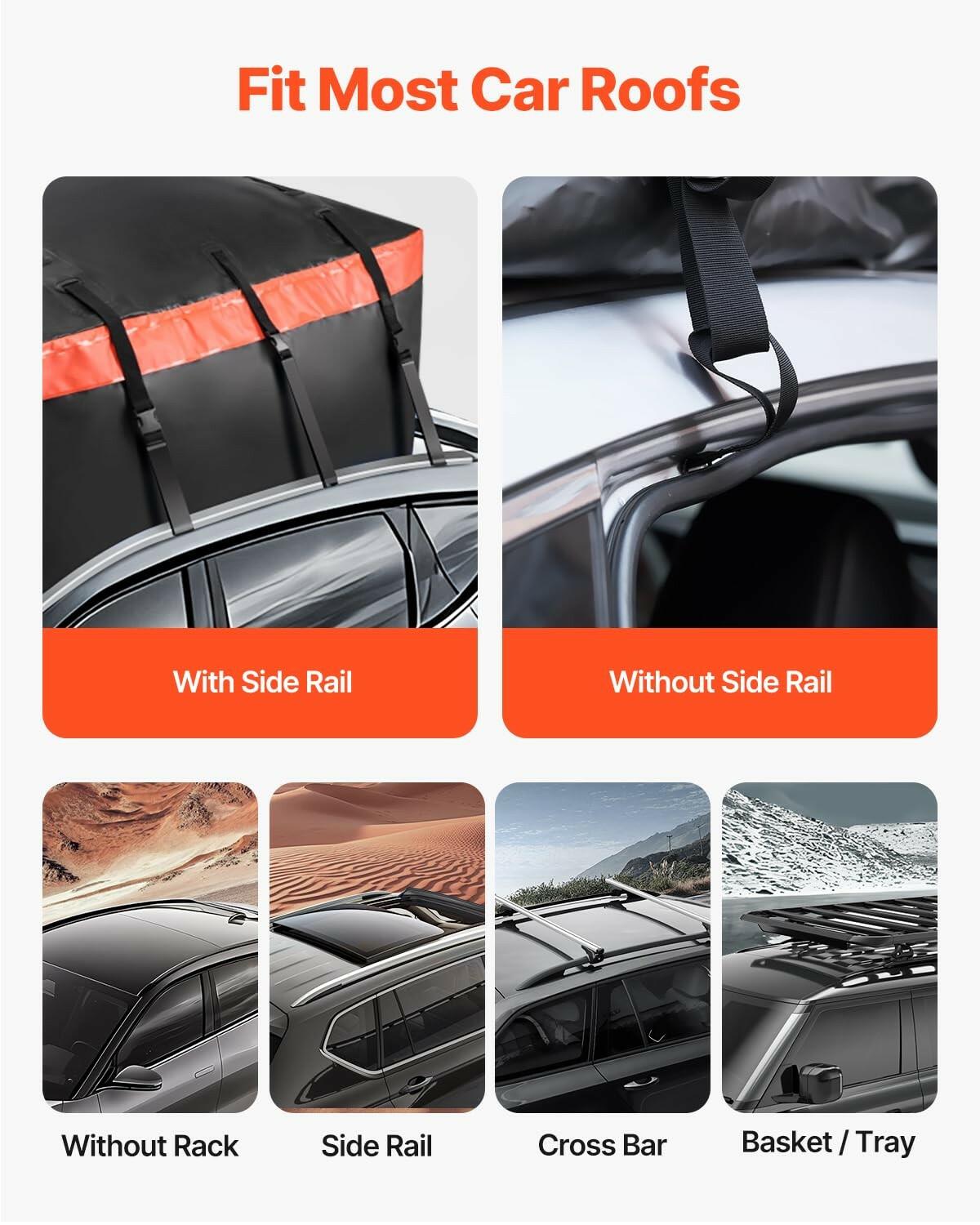 VEVOR Car Rooftop Cargo Carrier Bag, 23 Cubic Feet Roof Cargo Carrier, Heavy