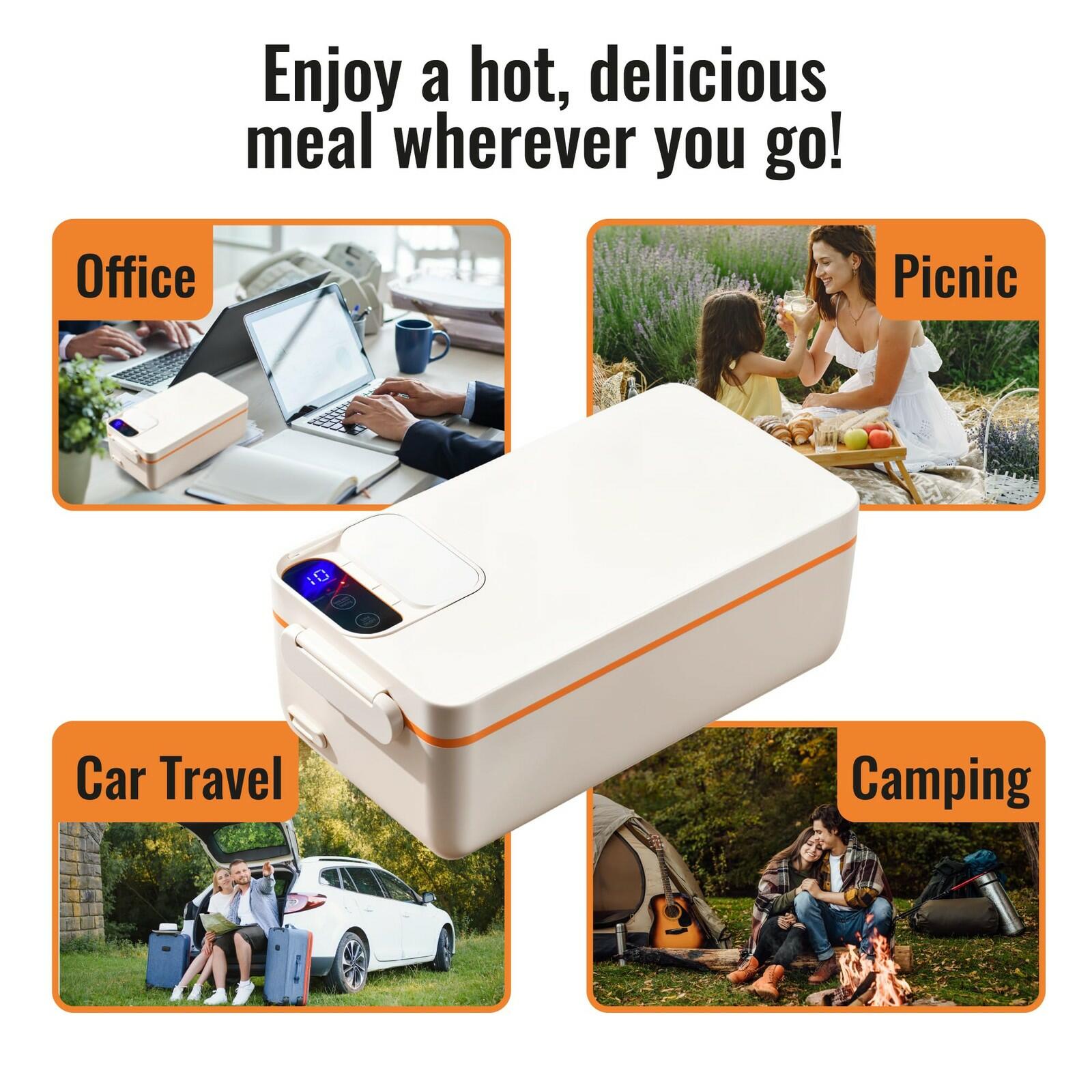 Rechargeable Electric Heated Lunch Box - Cordless Battery Powered Portable Food