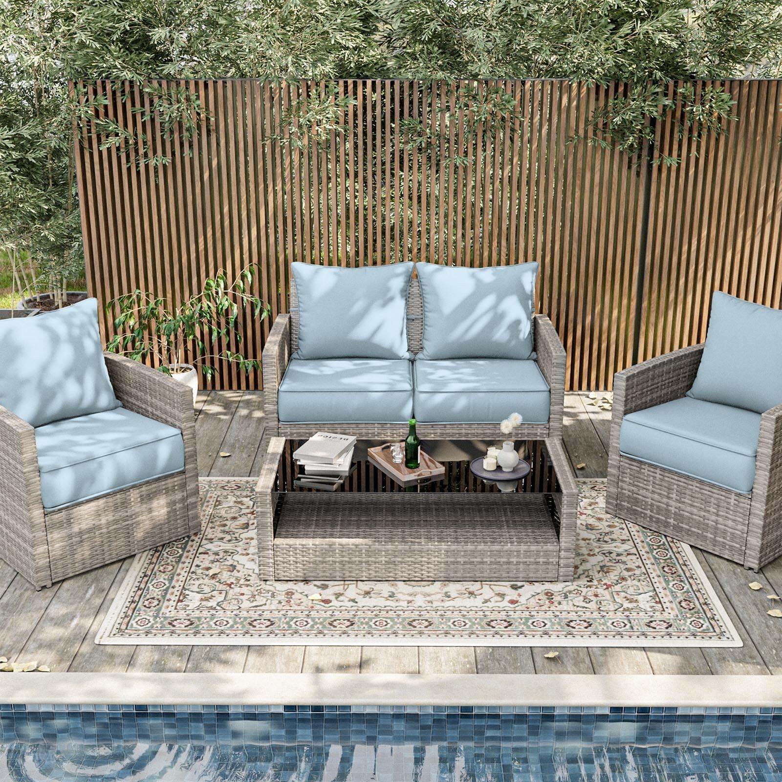 Snubbull Outdoor Patio Chair Cushions Set 22 L X 22 W X 4 H Waterproof & Fade