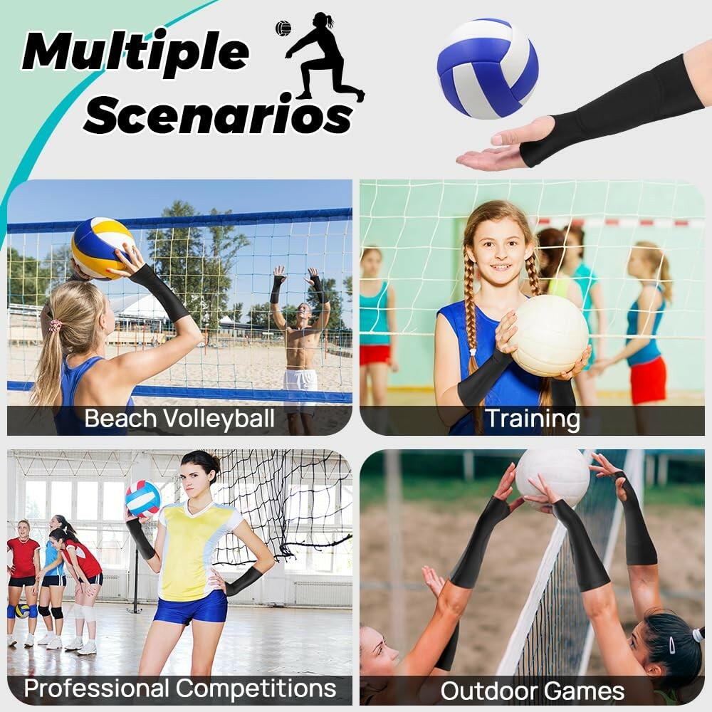 JBM 1 Pair Volleyball Arm Sleeves with Protection Pads and Thumb Hole Padded