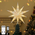 Lewondr Christmas Tree Topper Star, 13inch 10-Point Light Up Xmas Star Treetop