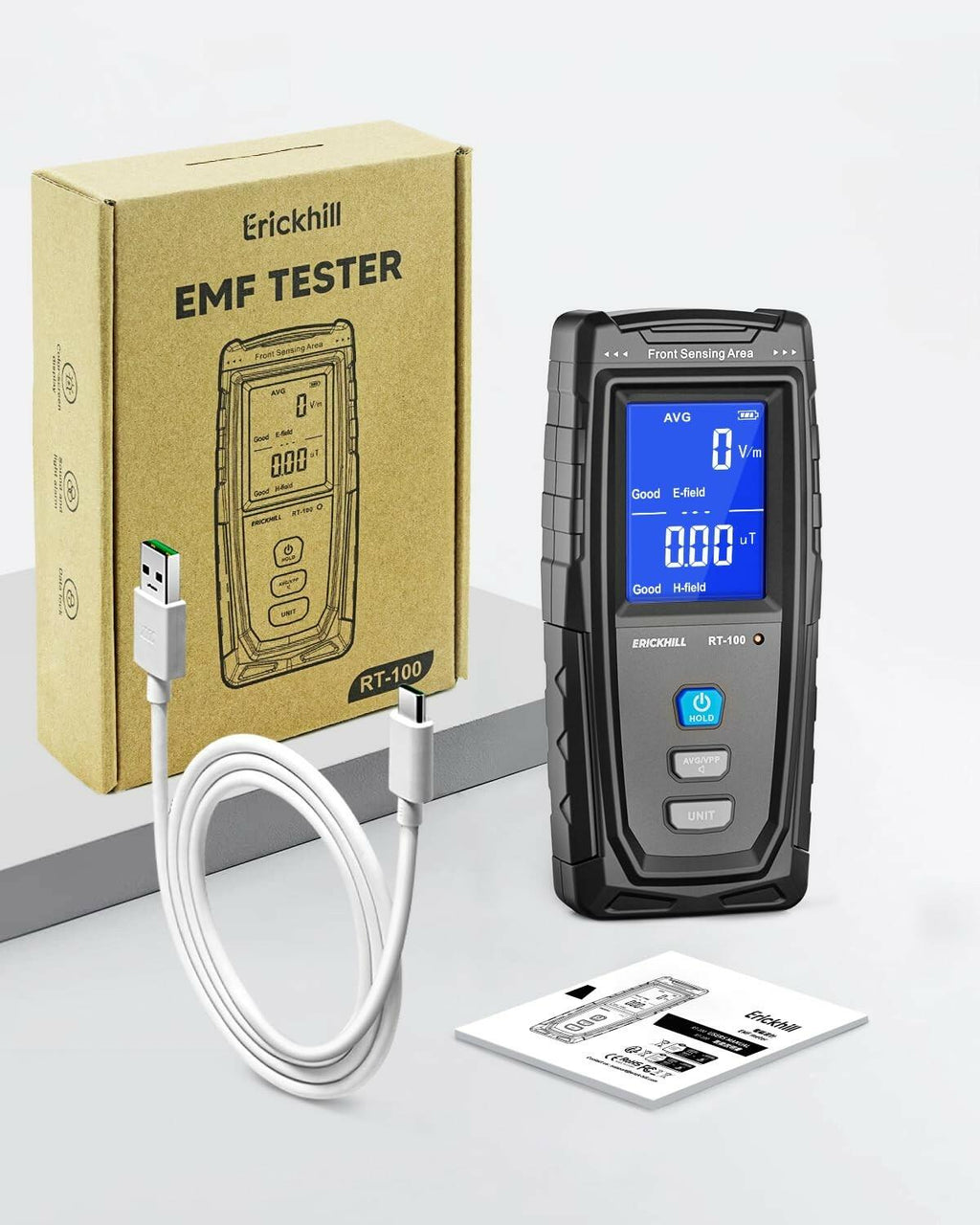 ERICKHILL EMF Meter, Detects Electric and Magnetic Fields, Handheld Digital EMF