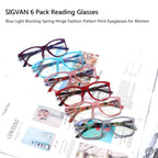 SIGVAN Ladies Reading Glasses Blue Light Blocking Spring Hinge Fashion Pattern