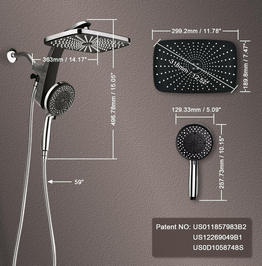 High Pressure Rain Shower Head: Upgrade Shower Heads with Handheld Spray Combo