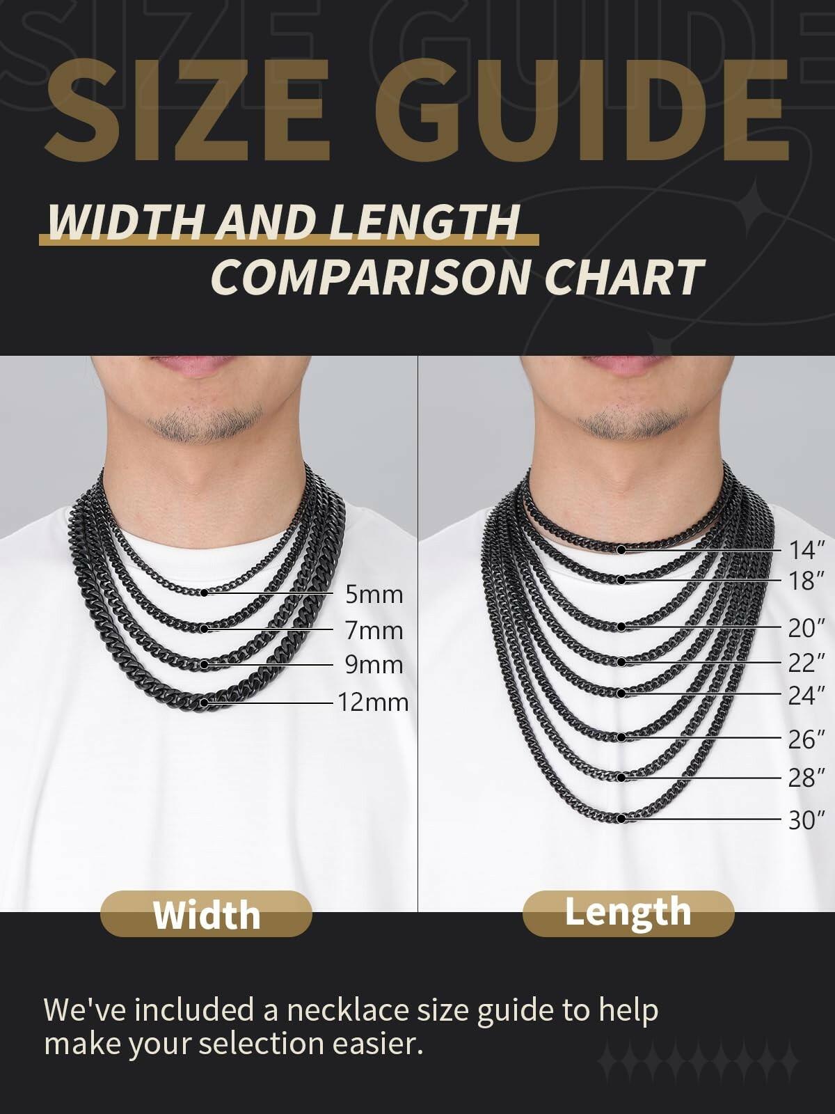 FindChic Black Chain Necklace for Men Thick Cuban Link Men's Curb Chain Necklace