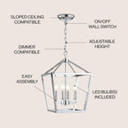 JONATHAN Y JYL7436C Pagoda Lantern Dimmable Adjustable Metal LED Pendant Classic