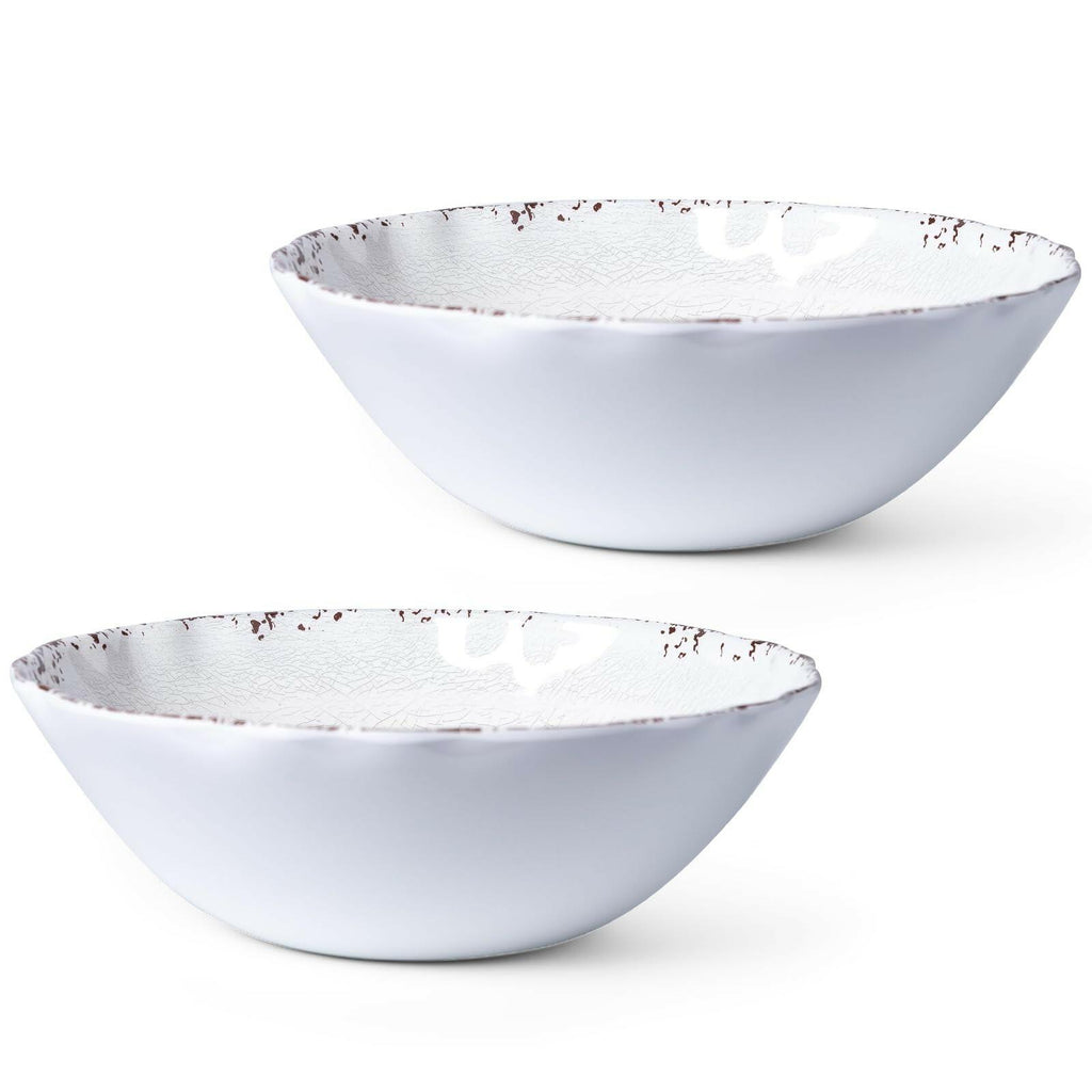 2 pieces Set LEHAHA Rustic White Melamine Large Serving Bowl,12 inches (130 OZ)