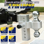 2'' Receiver 6'' Drop Rise Adjustable Trailer Tow Hitch Dual Ball-W/Lock 18500lb