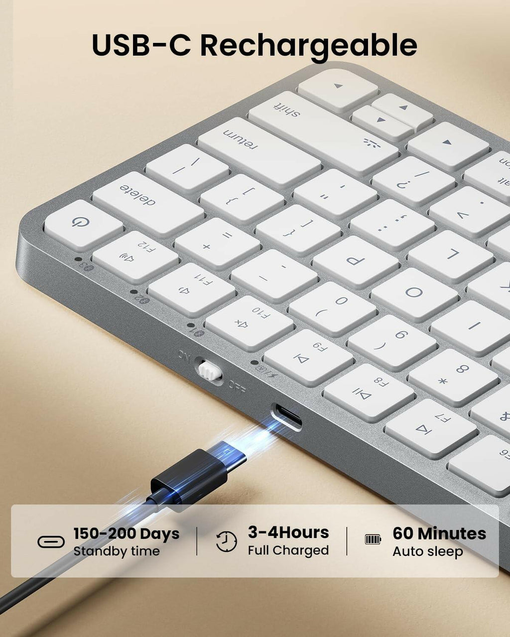 ProtoArc Bluetooth Keyboard for iPad, K90-A Backlit Compact Wireless Keyboard