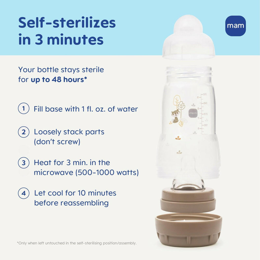MAM 4.5oz Easy Start Anti-Colic Wide Neck Vented Baby Bottle, Extra Slow Flow