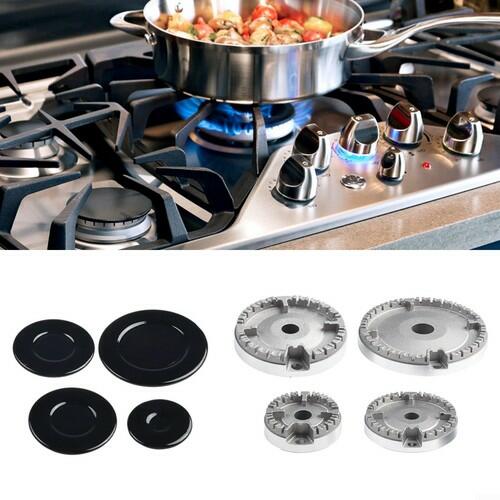 Upgrade Cooker Hat Set, Oven Gas Hob Burner Crown Flame Cap Cover Gas Burner Flame Cap for Kitchen Fits Most Gas Stove Burners(Flat)