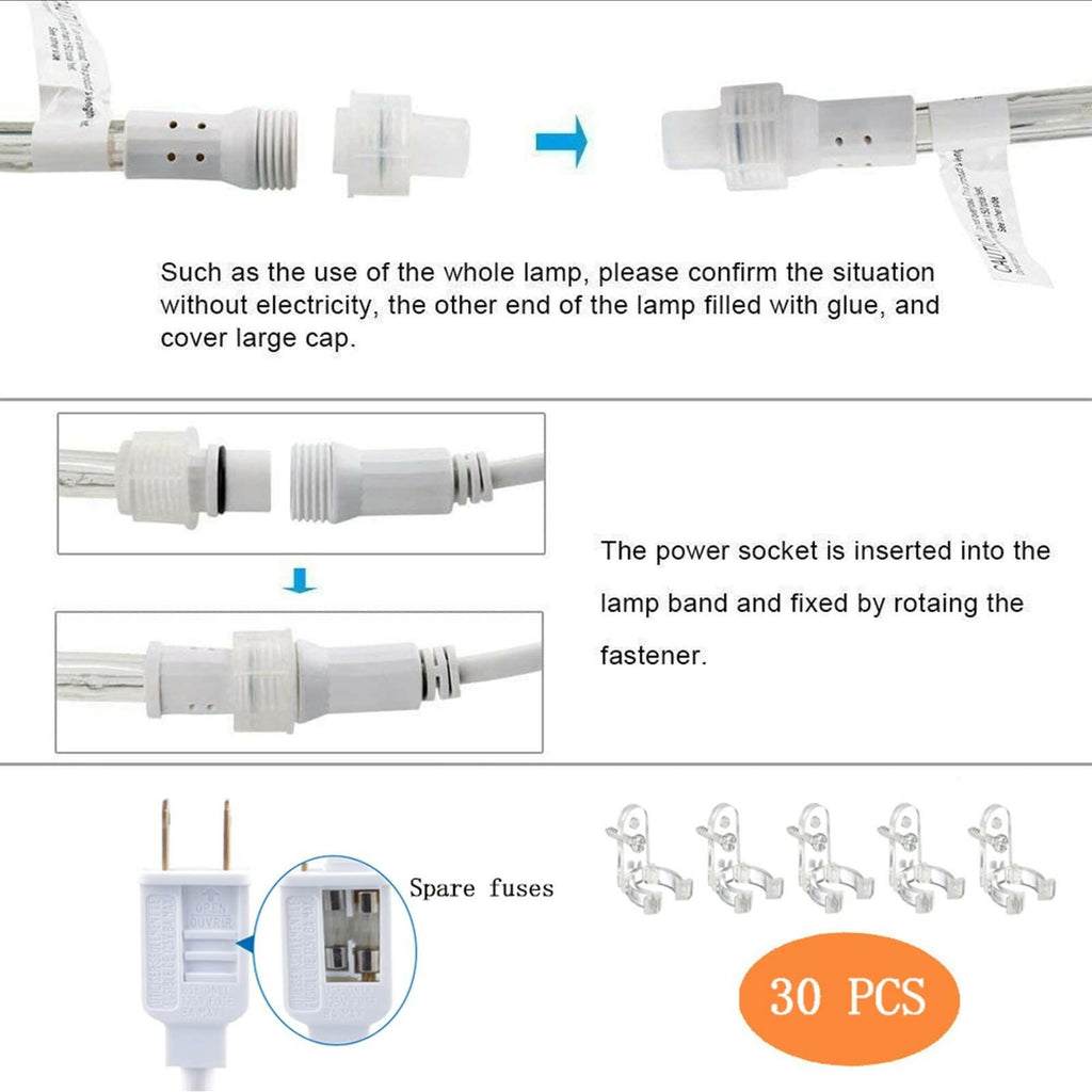 100ft LED Rope Lights Outdoor, 720 LED Connectable and Flexible Tube Lights with