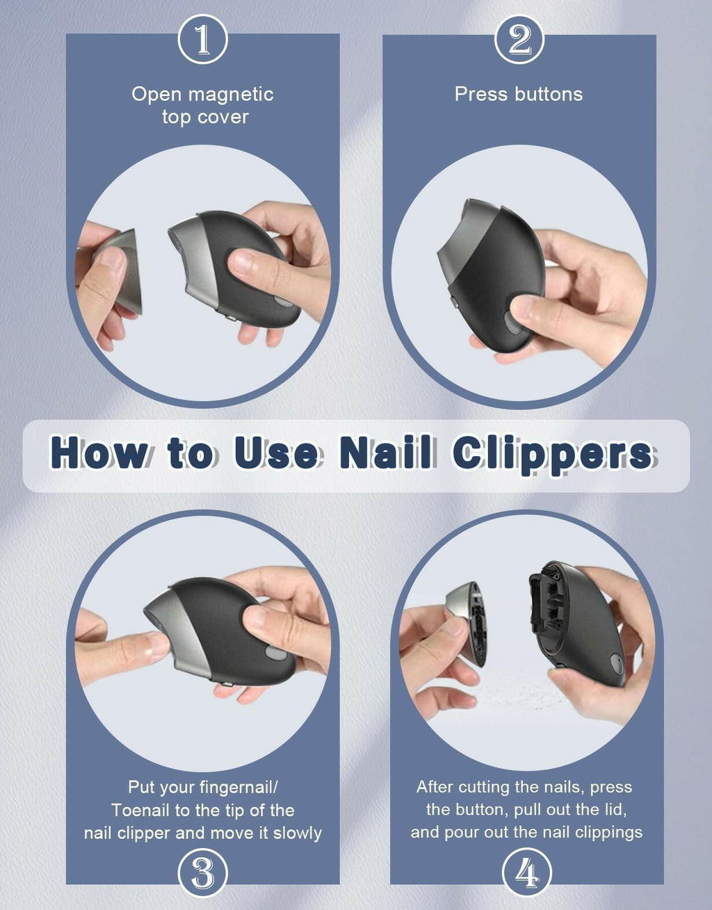 Electric Nail Clipper, Upgraded Toe Nail Clippers with Replacement Blade Heads,