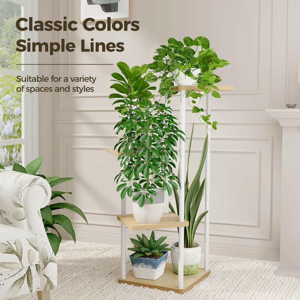 Bamworld Small Plant Stand Indoor 4 Tier Metal Plant Shelf for Multiple Plants