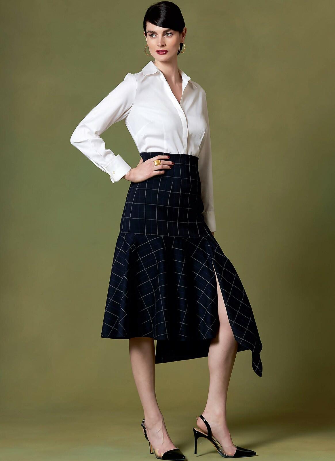 Vogue V1638A5 Easy Women's Fitted Asymmetrical Skirt Sewing Patterns, Sizes