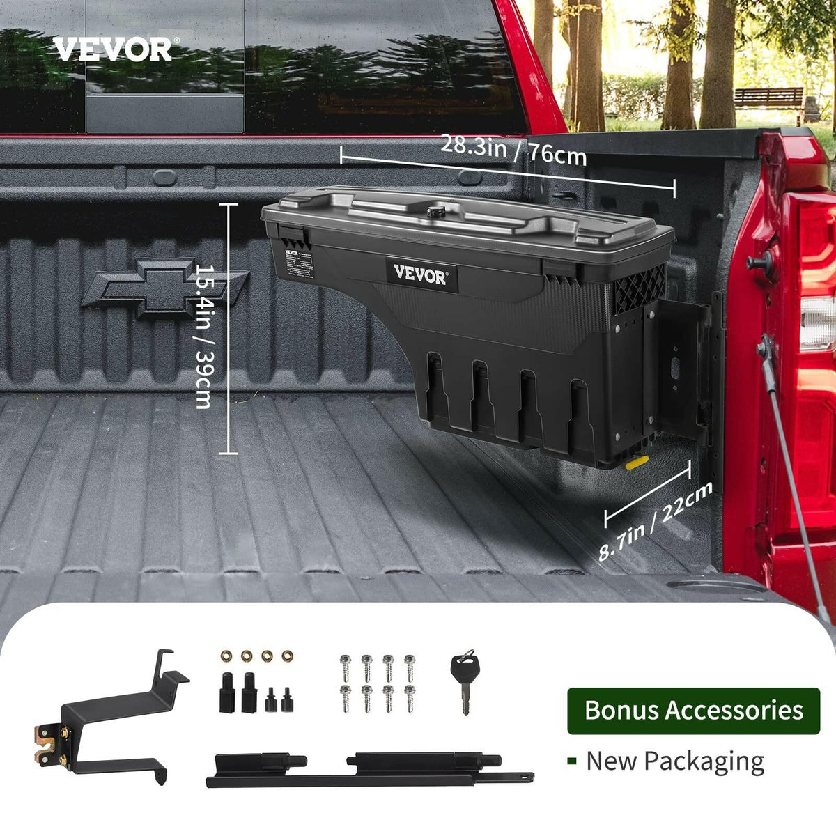 VEVOR Truck Bed Storage Box, Compatible with Chevrolet Silverado 1500 GMC Sierra