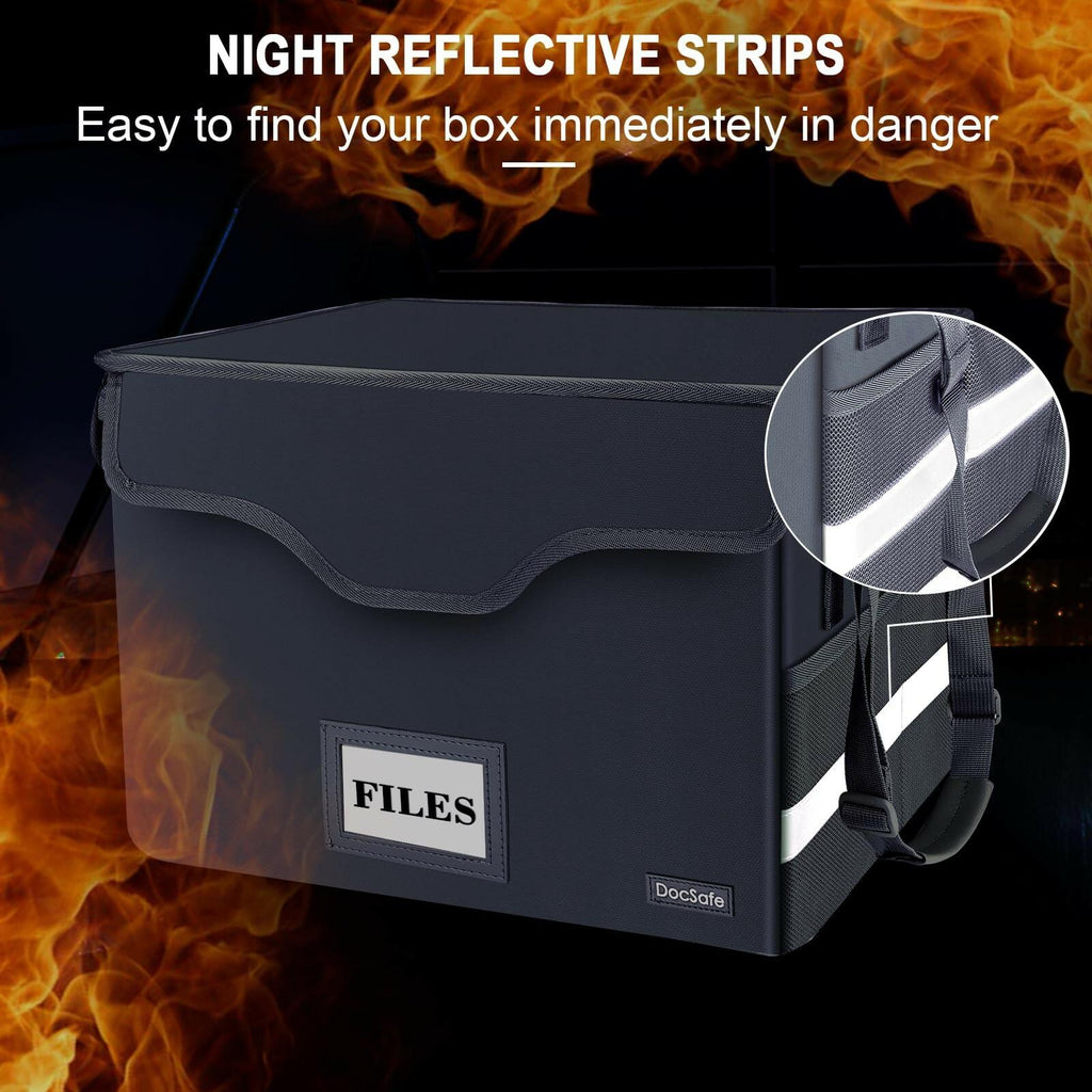 DocSafe Fireproof Document Box with Lock,File Storage Organizer with Zipper