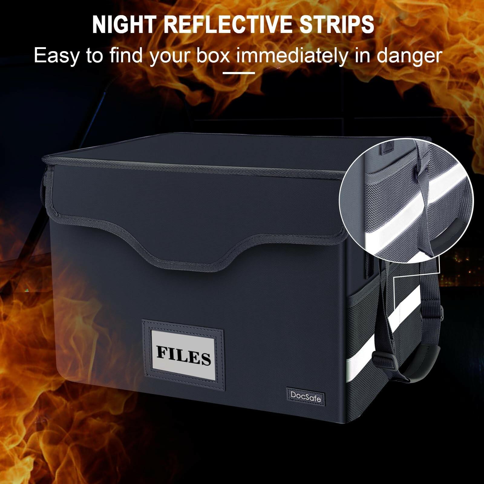 DocSafe Fireproof Document Box with Lock,File Storage Organizer with Zipper