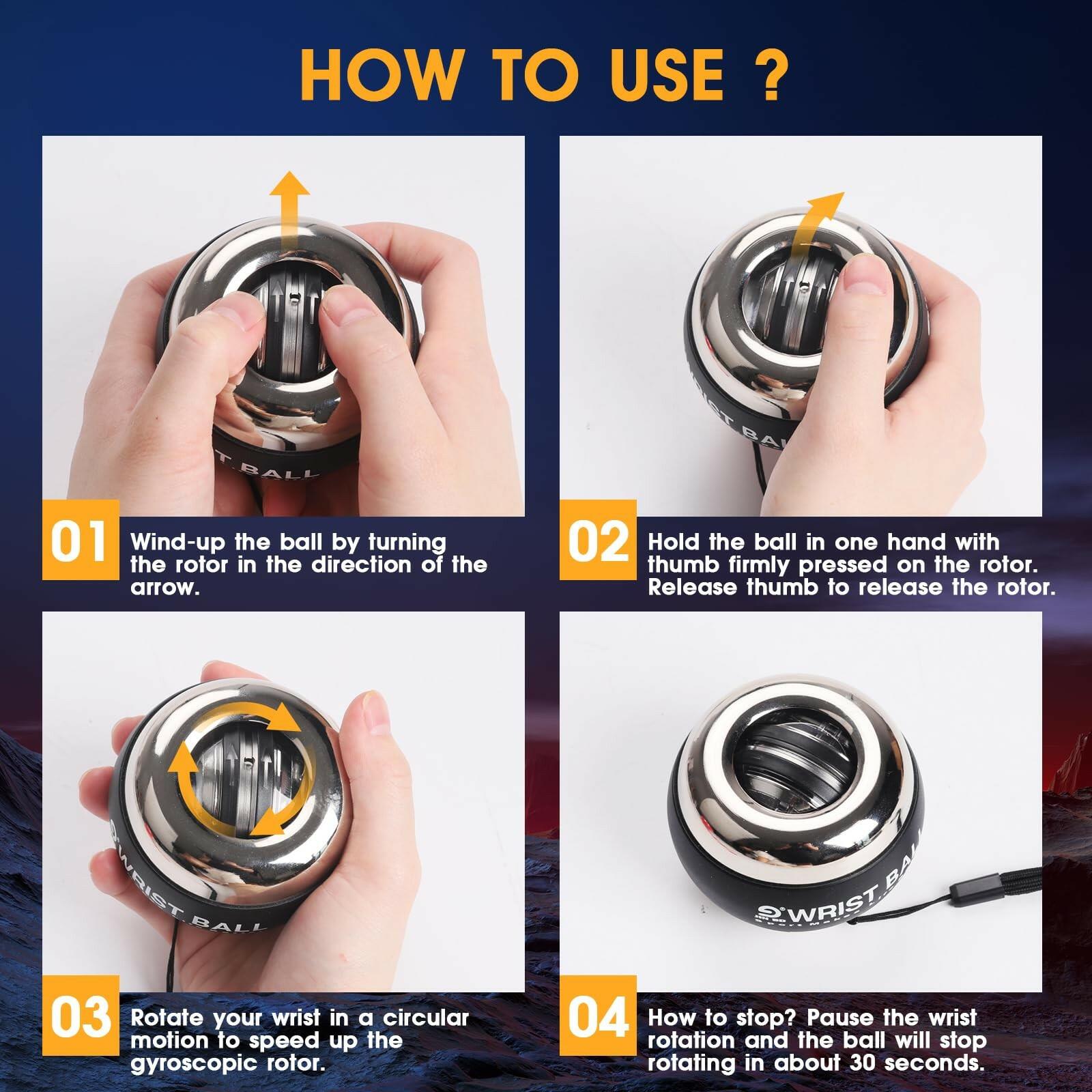 JIN BD Wrist Trainer Ball Auto-Start Gyroscopic Forearm Exerciser Gyro Ball for