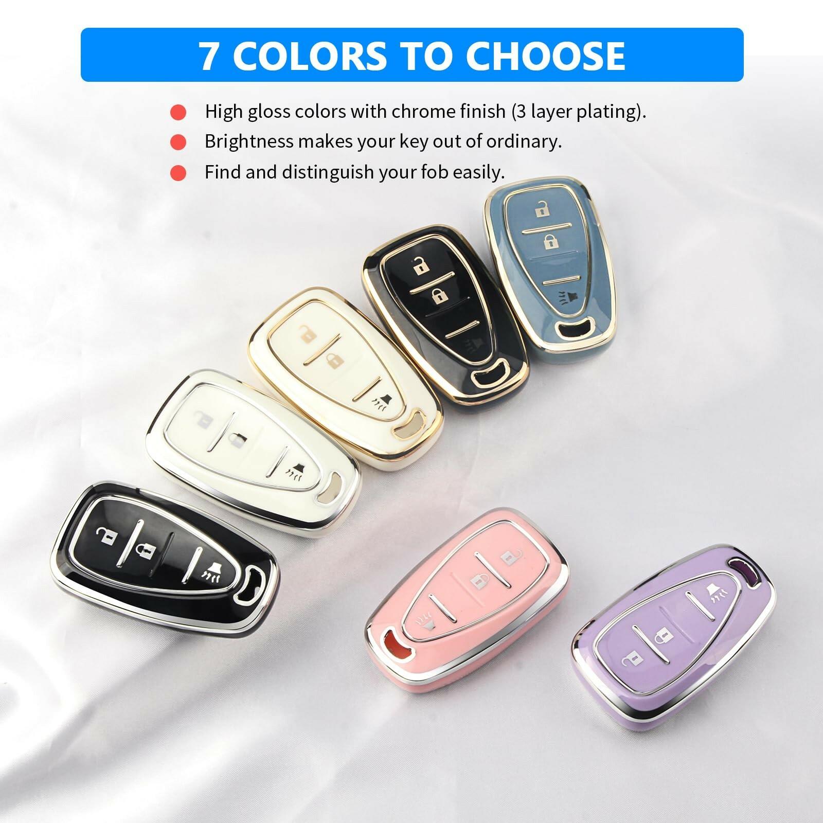 QBUC Key Fob Cover for Chevy, Car Key Fob Case with Keychain for Equinox