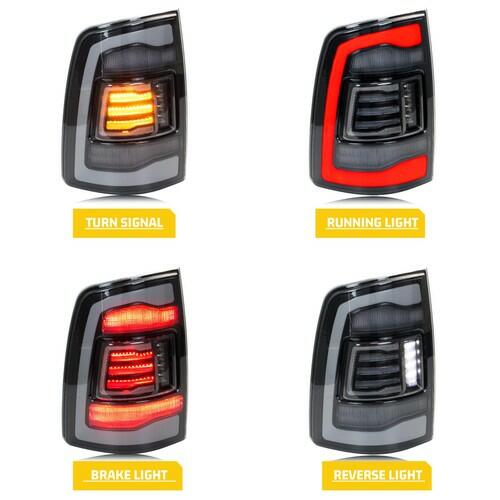 Glistuning LED Tail Lights Dodge Ram 1500 2500 3500 2009-2018 Clear